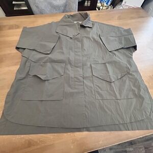 Cheyenne Shirt Jacket Womens L XL Gray Green Short Sleeve Utility Pockets